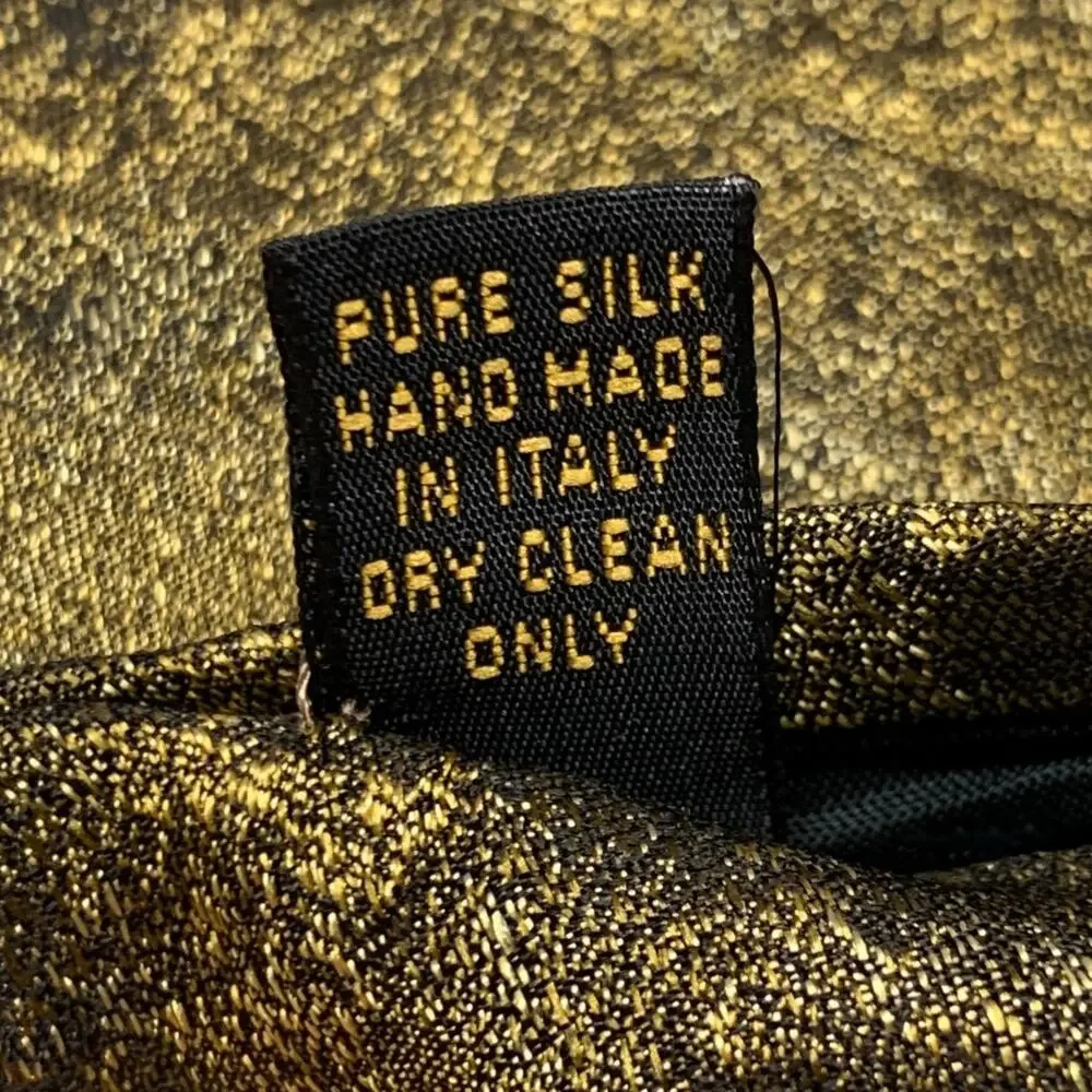 FENDI Gold Khaki Stripe Silk Tie